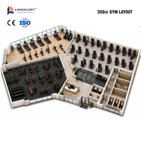 Ensemble d'équipements de gym commercial certifié CE ISO de 350 m² : Tapis de course, Presse pectorale, Lat Pulldown, Presse à jambes