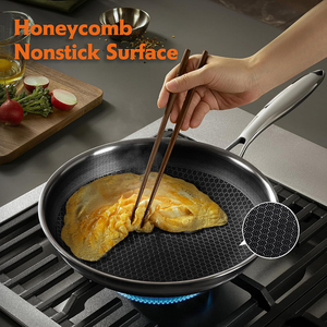 Ensemble de casseroles en acier inoxydable triple couche avec revêtement antiadhésif, poignées en acier inoxydable, compatible gaz et induction, 10 pièces - Product Image 3