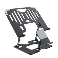 Support pour ordinateur portable 2 en 1 en acier au carbone avec support pour téléphone L34, support pliable pour ordinateur portable de bureau pour appareils de 10 à 17 pouces, travail de bureau, étude
