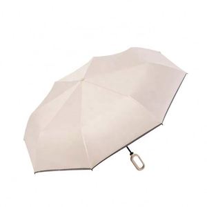 Nuevo Paraguas de 8 Varillas con Apertura Manual, Hebilla de Anillo, Plegable en Tres Partes, con Tira Reflectante de Seguridad, 100cm de Diámetro Abierto, Protección Solar con Revestimiento Negro - Product Image 1
