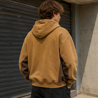 Sweat à capuche zippé color block personnalisé, veste à capuche entièrement zippée délavée, marque privée pour tenues streetwear vintage