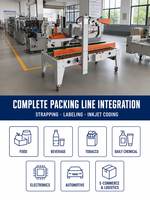 Machine de scellage de cartons entièrement automatique NY-534 avec pliage des rabats, adhésion supérieure et inférieure, pour ligne d'emballage alimentaire
