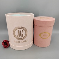 Boîte Cadeau Ronde en Carton Recyclé Personnalisée Rose avec Poignée et Ruban