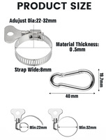 Collier de serrage pour mât de drapeau en acier inoxydable 304, réglable avec écrou à oreilles, support de mât de drapeau à serrage manuel, clip de fixation robuste pour poteau