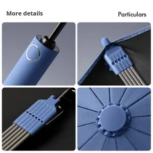 Nuevo Paraguas de Sol Plegable de Tres Secciones, Totalmente Automático, Color Negro Sólido, para Publicidad/Regalo, Fabricante, en Stock - Product Image 4