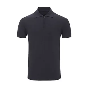 OEM Branded Sports Polo T-shirts Custom Men's Knitted Golf Merino Wool Zip Polo Shirts