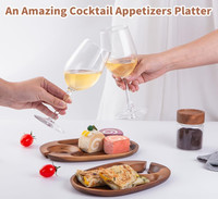 Premium acaciahouten wijnglashouder, houten serveerschaal voor hapjes, voor feestjes, cocktail- en wijnproeven en hotels.