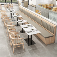 Canapés longs pour restaurants à thème, chaises en bois massif, table en marbre, mobilier pour cafés, restaurants et cantines scolaires