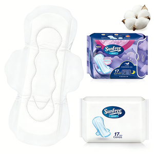Serviettes hygiéniques jetables Sunfree ultra-fines avec ailettes, anioniques, super absorbantes, en pur coton, anti-fuites, <span class=keywords><strong>pas</strong></span> chères, pour femmes - Product Image 1