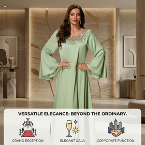 Robe musulmane élégante ornée pour femme, coupe ample, manches longues, pour occasions spéciales, fourniture OEM - Product Image 5