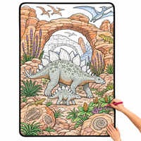 Manta de Colorear Lavable y Reutilizable OEM, Mapa del Mundo, Animales, Franela, Manualidades, Arte, para Niños, Actividad Familiar, Regalo Personalizado
