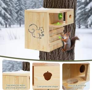 Nichoir extérieur pour écureuils, grand nichoir extérieur avec véranda extérieure, nichoir en bois pour écureuils, chipmunks - Product Image 5