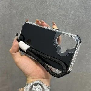 CHAOYIDIAN Étui de protection couleur unie avec lanière et dragonne pour <span class=keywords><strong>iPhone</strong></span> 16 15 14 17 Pro Max Air Plus 12 13 <span class=keywords><strong>11</strong></span> X Xr Xs - Product Image 4