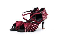 CM04 violet Satin Latin Salsa chaussures de danse pour femmes filles classique salle de bal Tango sandales largeur moyenne semelle intérieure en daim Style Jazz