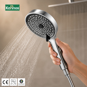 Pommeau de douche à main 3 fonctions haute pression, écologique, avec jet central, pluie et modes mixtes, buses en silicone, finition chromée - Product Image 1