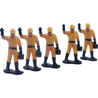 Figurine de travailleur du bâtiment en PVC, style dessin animé, avec casque, vente en gros, mini figurine de travailleur, marque RD, personnalisable