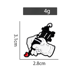 Spilla smaltata a forma di macchina per tatuaggi con cuore a tema cartone animato, creativa, a forma di penna per tatuaggi a cuore, per tatuatori e appassionati - Product Image 6
