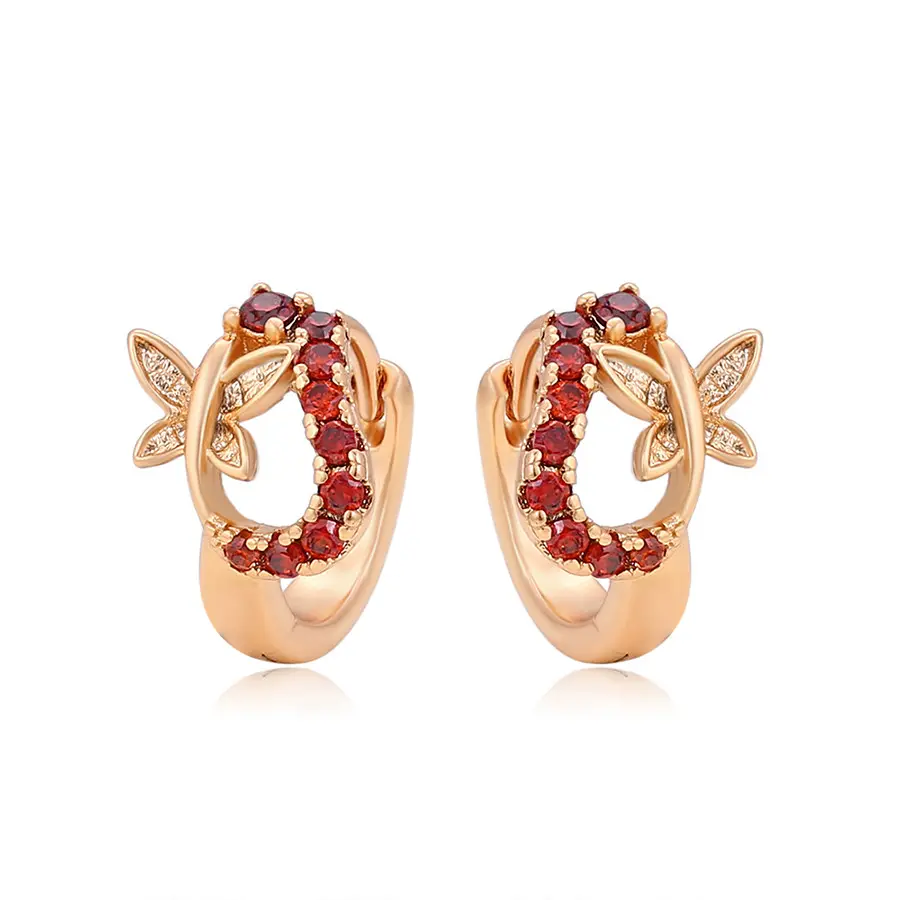 S00143973 xuping jewelry European and American small personality Garnet zircon charm 18K gold color hoop earrings