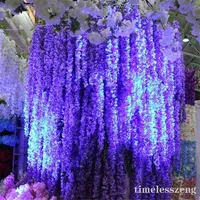 200CM Bunga Sutra Buatan Garland Rumah Dekorasi Pesta Pernikahan Wisteria Backdrop Dekoratif Hydrangea Tanaman Merambat Menggantung Bunga