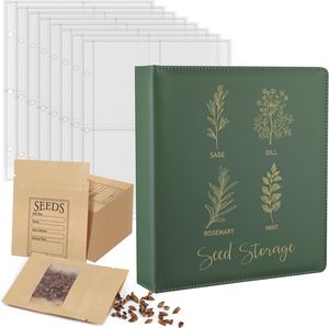 100 pz buste per la conservazione delle sementi e 4 anelli di raccoglitore 200 tasche trasparenti fogli per agricoltori che raccolgono <span class=keywords><strong>semi</strong></span> <span class=keywords><strong>da</strong></span> giardinaggio