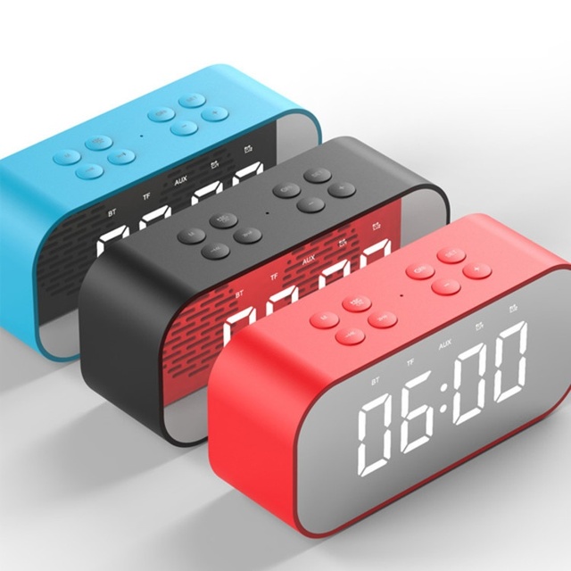 3 in 1 Rechargeable Battery Digital Electronic Mirror Led Alarm Clock BT Wireless Speaker Clock With Radio TF Card Aux