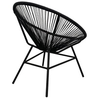 Chaise de jardin en rotin PE noir avec structure métallique empilable pour l'intérieur et l'extérieur, chaise de loisirs en rotin