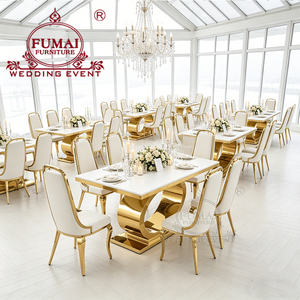 โต๊ะยาวขาสแตนเลสสีทองหรูหราเฟอร์นิเจอร์สำหรับงานแต่งงาน - Product Image 5