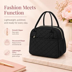 Borsa Termica Pieghevole da Donna in Poliestere da 9,4L Impermeabile <span class=keywords><strong>con</strong></span> Chiusura a Cerniera per Conservazione Alimenti, Lavoro, Scuola, Viaggi e Picnic - Product Image 4