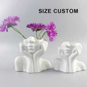 Mini vasi per candele corpo femminile argilla floreale <span class=keywords><strong>vaso</strong></span> per il viso in ceramica rustica vasi in ceramica per il viso della donna per il pezzo del centro di nozze - Product Image 5