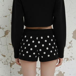 Pantalones Cortos de Punto con Estampado de Lunares para Mujer, Pantalones Cortos Casuales de Moda con Cintura Elástica, Pantalones Cortos Versátiles y Cómodos para Descansar - Product Image 5