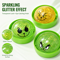 Balle Squishy Mystère de Noël Remplie de Paillettes, Jouet Surprise en Capsule à Presser avec Plusieurs Expressions pour Cadeaux de Fêtes