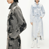 OEM DOM Services vestes en jean de luxe pour femmes personnalisées 2025 vente chaude nouvelle veste en jean en détresse lavage acide Boxy