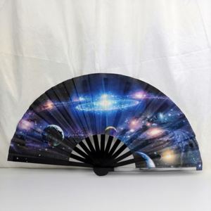 Abanico de Mano de Bambú Grande de 33 cm con Diseño Estrellado, Personalizable con Logotipo, Técnica de Pintura, Ideal para Festivales de Música y Eventos, Venta al Por Mayor - Product Image 1