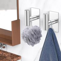 Porte-manteau rectangulaire moderne en acier inoxydable 304, adhésif puissant, sans perçage, pour porte, salle de bain et rangement domestique