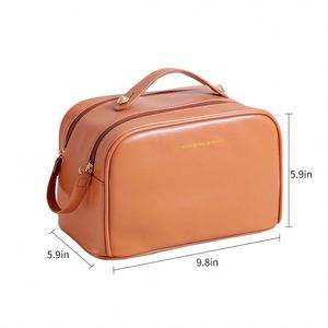 Custom Luxury Travel <b>Toiletry</b> Bag Large Capacity PU Leather Cosmetic Bag Portable Multifunctional <b>Storage</b> Makeup Bag - Product Image 2