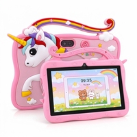 Tablette pour enfants 7 pouces Android 8.1 2 Go 16 Go WiFi 1024x600 rose avec étui licorne et support anneau, jouet éducatif