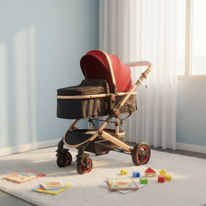 <span class=keywords><strong>Poussette</strong></span> bébé 3 en 1 <span class=keywords><strong>de</strong></span> luxe pliable rose au design moderne - Product Image 5