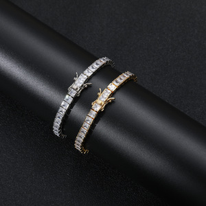 Pulsera de tenis de circonio cuadrado de una sola fila estilo hip-hop, Cadena de tenis de cobre con circonio estilo hip-hop, Collar de moda Tanjing Lijing - Product Image 5