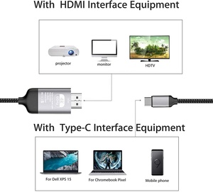 สายเคเบิลวิดีโอและเสียง <span class=keywords><strong>USB</strong></span> Type <span class=keywords><strong>C</strong></span> เป็น <span class=keywords><strong>HDMI</strong></span> ความละเอียด 4K 60Hz สำหรับ MacBook <span class=keywords><strong>Pro</strong></span>, Nintendo, <span class=keywords><strong>iPad</strong></span>, Samsung แล็ปท็อป, โทรศัพท์มือถือ และอื่นๆ - Product Image 3