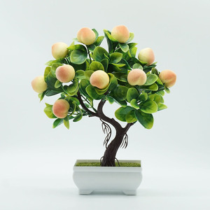 Bonsái Artificial en maceta para decoración del hogar, árboles frutales, bonsái, frutas <span class=keywords><strong>de</strong></span> plástico, plantas, setas, naranja, limón, melocotón, fresa, para boda - Product Image 1