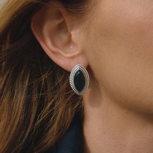 Geometric <b>Stud</b> <b>Earrings</b> Black Stainless Steel Everyday Wear <b>Fine</b> Jewelry - Product Image 4
