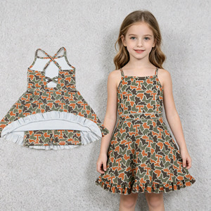 RTS Fashion Summer School Team Mascot Little Girls Casual Camouflage Athletic Wear Sleeveless Yoga Sister Dress Shorts Liner - Product Image 1