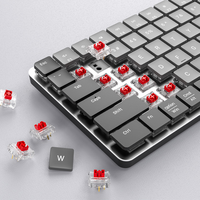 Keyboard Mekanik Berkualitas Tinggi Ukuran Penuh Profil Rendah Berkabel-Nirkabel dengan Casing Paduan Aluminium, Lampu Latar RGB, Desain Ultra Tipis untuk