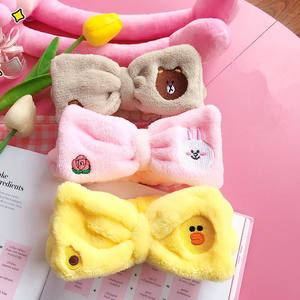 Bandeau de Douche Élastique Brodé Personnalisé Animaux Mignons Dessin Animé en Polaire Flanelle avec Nœud, Bandeau Masque Soin des Cheveux <span class=keywords><strong>Spa</strong></span> - Product Image 6