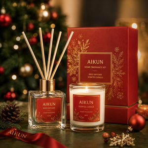 Aikun Christmas Tree Reed Diffuser Scented <b>Candle</b> <b>Gift</b> <b>Set</b> with Green Bottle Reindeer Charm Greeting Card for Holiday Giving - Product Image 2