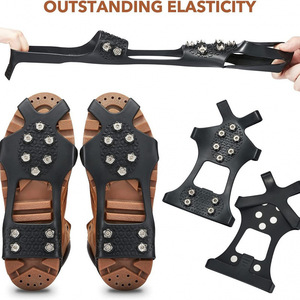 Crampons antidérapants à 10 dents pour équipement de ski, de randonnée sur neige et d'activités de plein air, taille ML, noir - Product Image 4