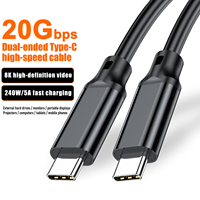 Cable USB-C de Carga Rápida PD de 240W 5A, Transferencia de Datos de 20Gbps, Salida de Video 8K, Cable Dual Tipo-C para Laptop, Tablet, Teléfono Móvil, iOS