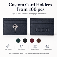 Dompet Kartu Kulit YIKU Crosshatch Tipis dengan Hiasan Logam, Logo Emas Custom, RFID, untuk Pria dan Wanita, Bahan Kulit Saffiano