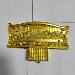 Modelo 9 #   Suministros Funerarios: Juego de Esquinas para Ataúd con Diseño de la Última Cena y Pieta, de Plástico Dorado, Herrajes Decorativos para Ataúd, Venta al por Mayor - Product Image 4