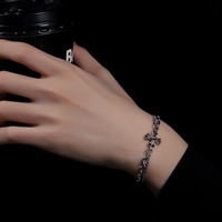 Bracelet en acier inoxydable à double couche, maillons cubains, croix, cadeau chrétien tendance, bijoux gothiques unisexes